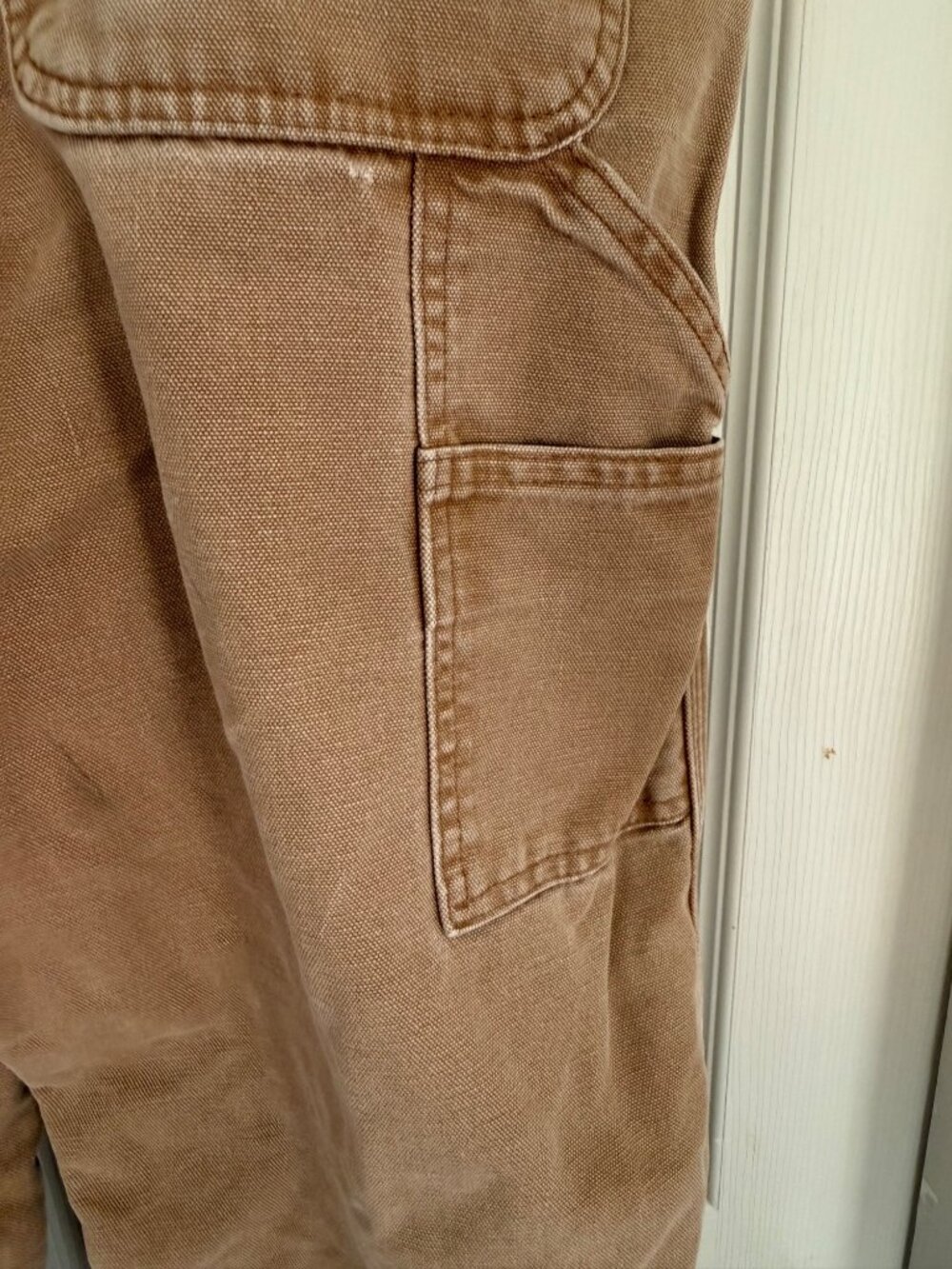 Carhartt B111 BRN Dungaree Tan Canvas Flannel Lined Workwear Pants 34 X 32 - Picture 8 of 10